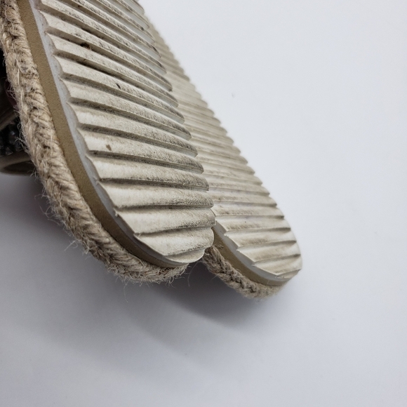 Nanette Lepore women US 9 off white sandals rhinestones fabric upper espadrille - Picture 9 of 11